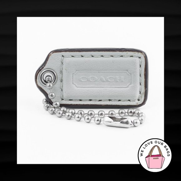 1.5" Small COACH WHITE LEATHER NICKEL FOB CHARM KEYCHAIN HANGTAG WRISTLET - Picture 1 of 1